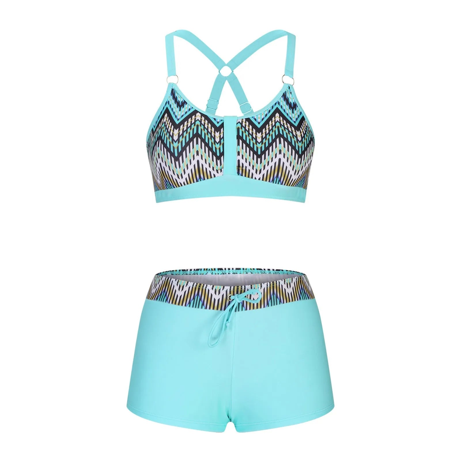 Women's floral print polyester bikini swimsuit in various colours with bra and briefs