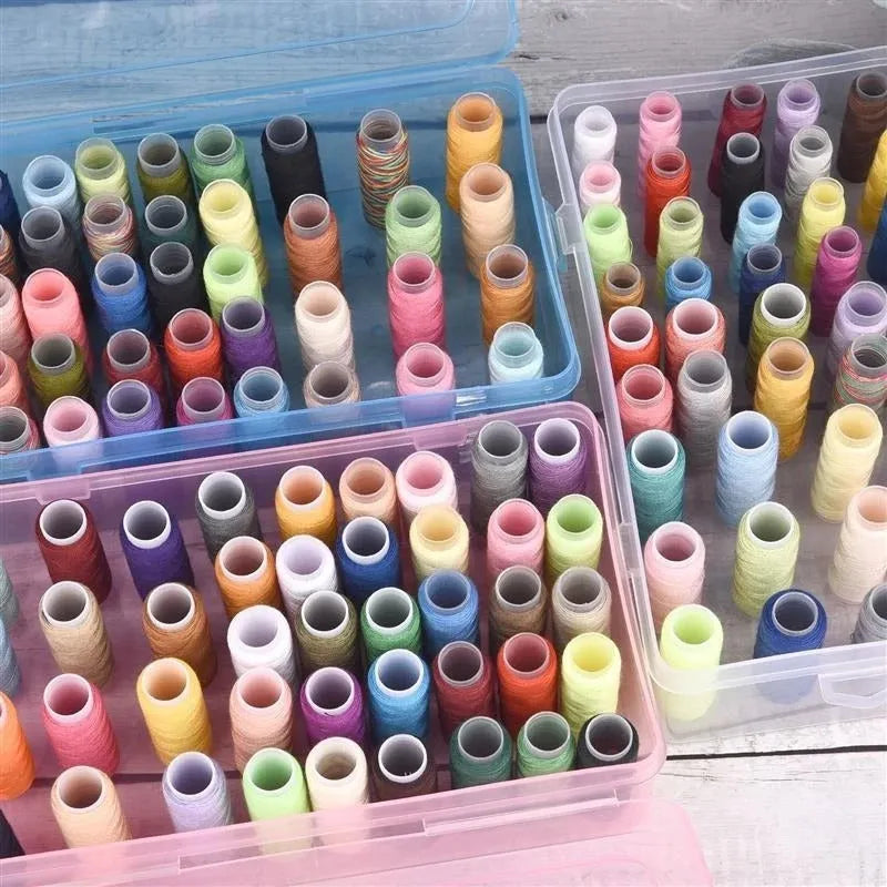 42 compartment transparent pink blue PP plastic embroidery thread sewing storage box