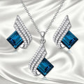 Women's jewellery set with electroplated alloy pendant, glass beads, and cross chain necklace with matching ear studs
