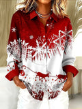 Check print women's long sleeve polyester shirt in solid colour, loose model fit