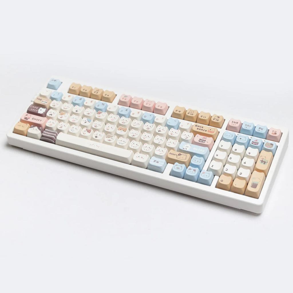 Sea salt cat design PBT keycap set for mechanical keyboards with March layout 7u supplement compatibility