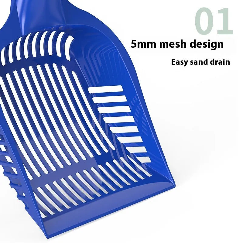 PP plastic cat litter scoop in red, yellow or blue colours showing small and medium size options