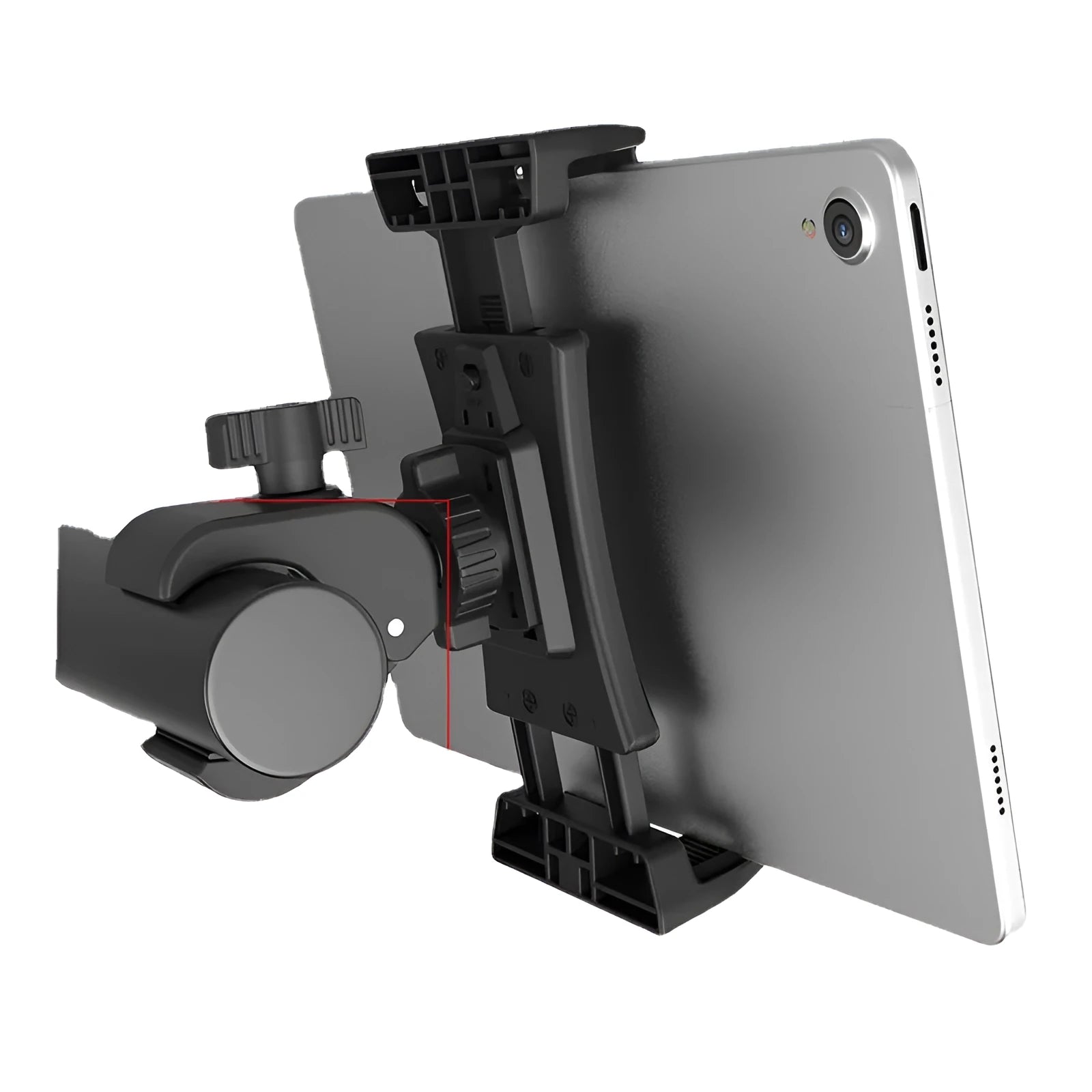 Black universal mobile phone and tablet bicycle handle stand for live streaming on handlebar
