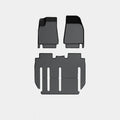 Rubber floor mat set for Tesla Model X showing foot pads and tailbox cushion for interior protection
