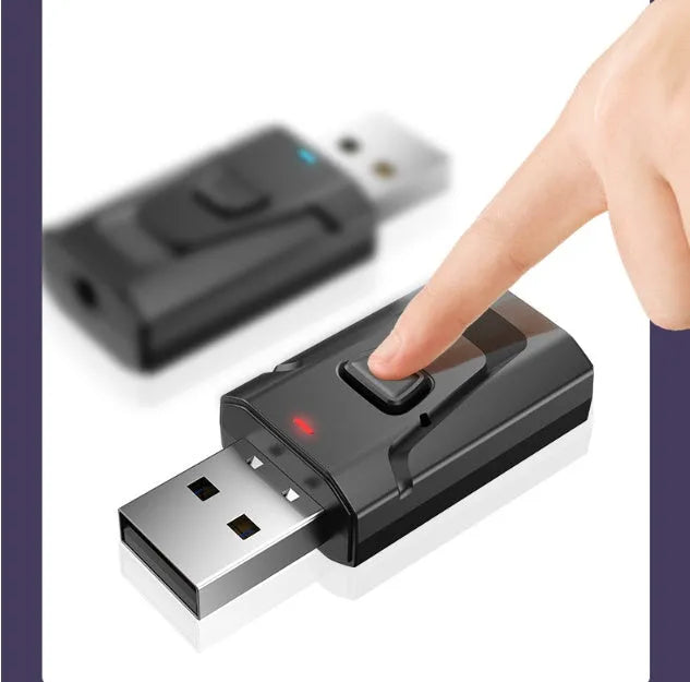 Bluetooth 5.0 car adapter receiver USB and 3.5mm interface in black colour