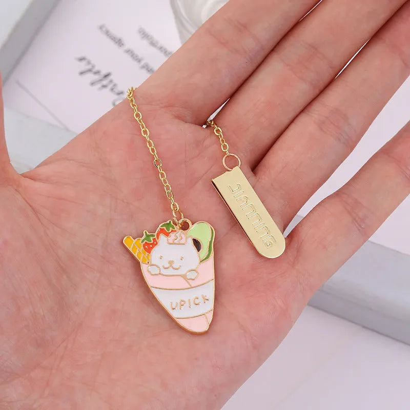 Jane Lime Foodie Cute Cat metal bookmark in choice of four cartoon styles.