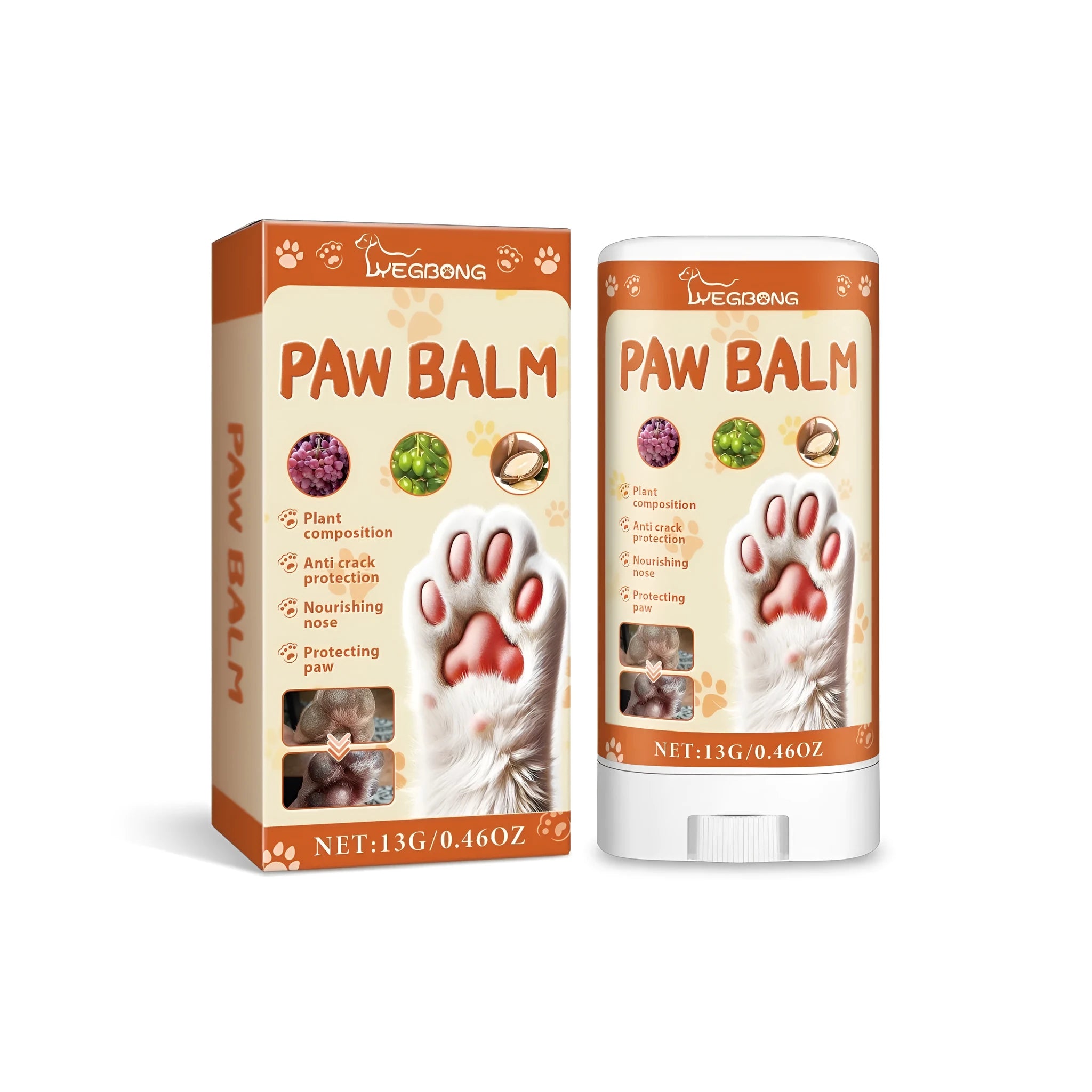 13g pet paw protection cream in a silver metal tin measuring 3.8x2x7.6cm