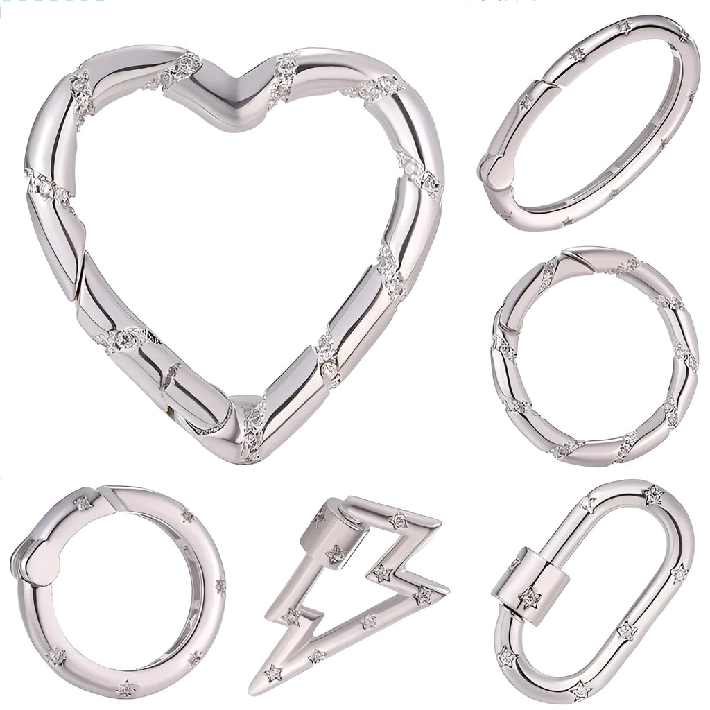 Copper climbing heart button with micro zircon inlay and gold electroplating