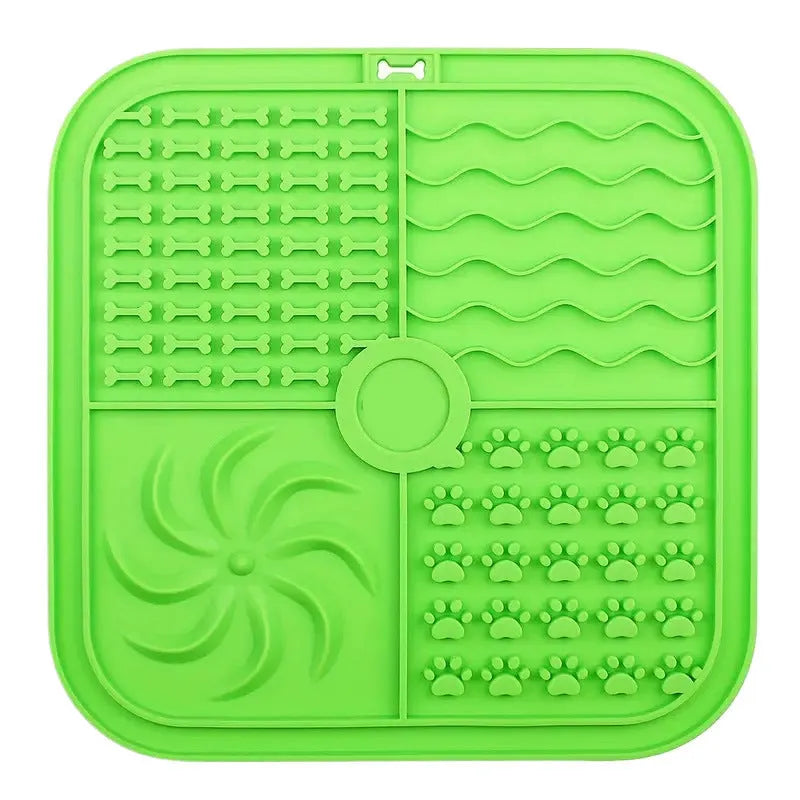 Bottom suction cup non-slip silicone pet slow food mat in gray for dogs and cats
