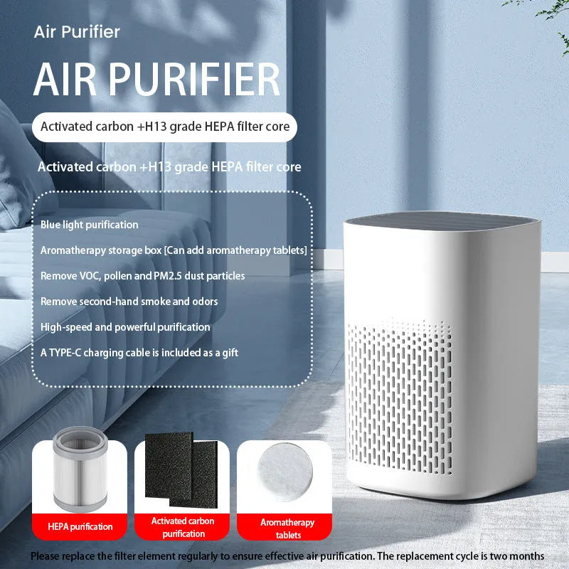 Simple style desktop air purifier with USB power connection for small room use