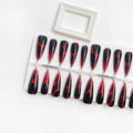 Gradient long tip press-on nails in European American wave line hot girl style with ultra-thin seamless build, 40 pieces for 4 sets