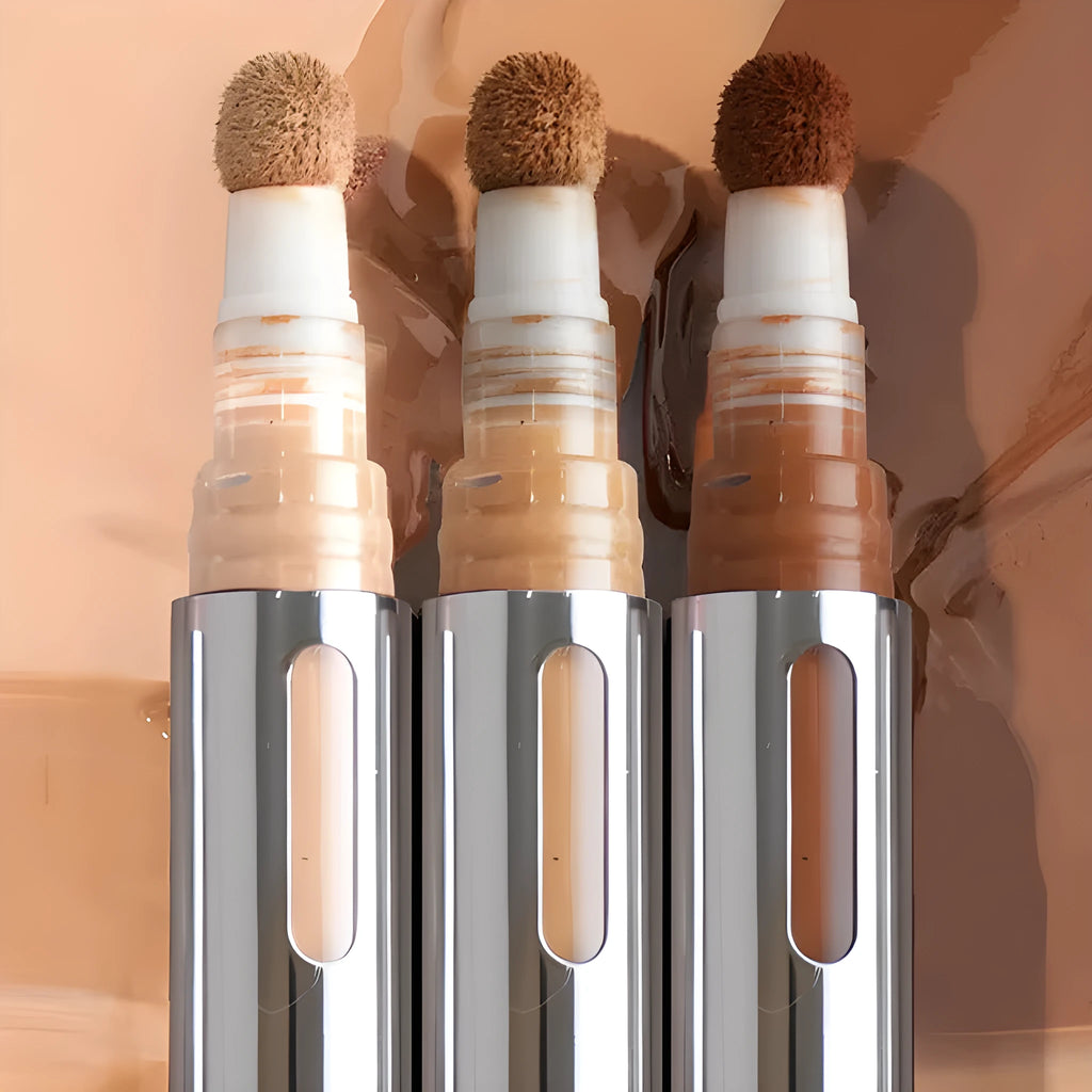 Contour stick concealer pen showing 24 colour shades, labelled as waterproof and sweatproof