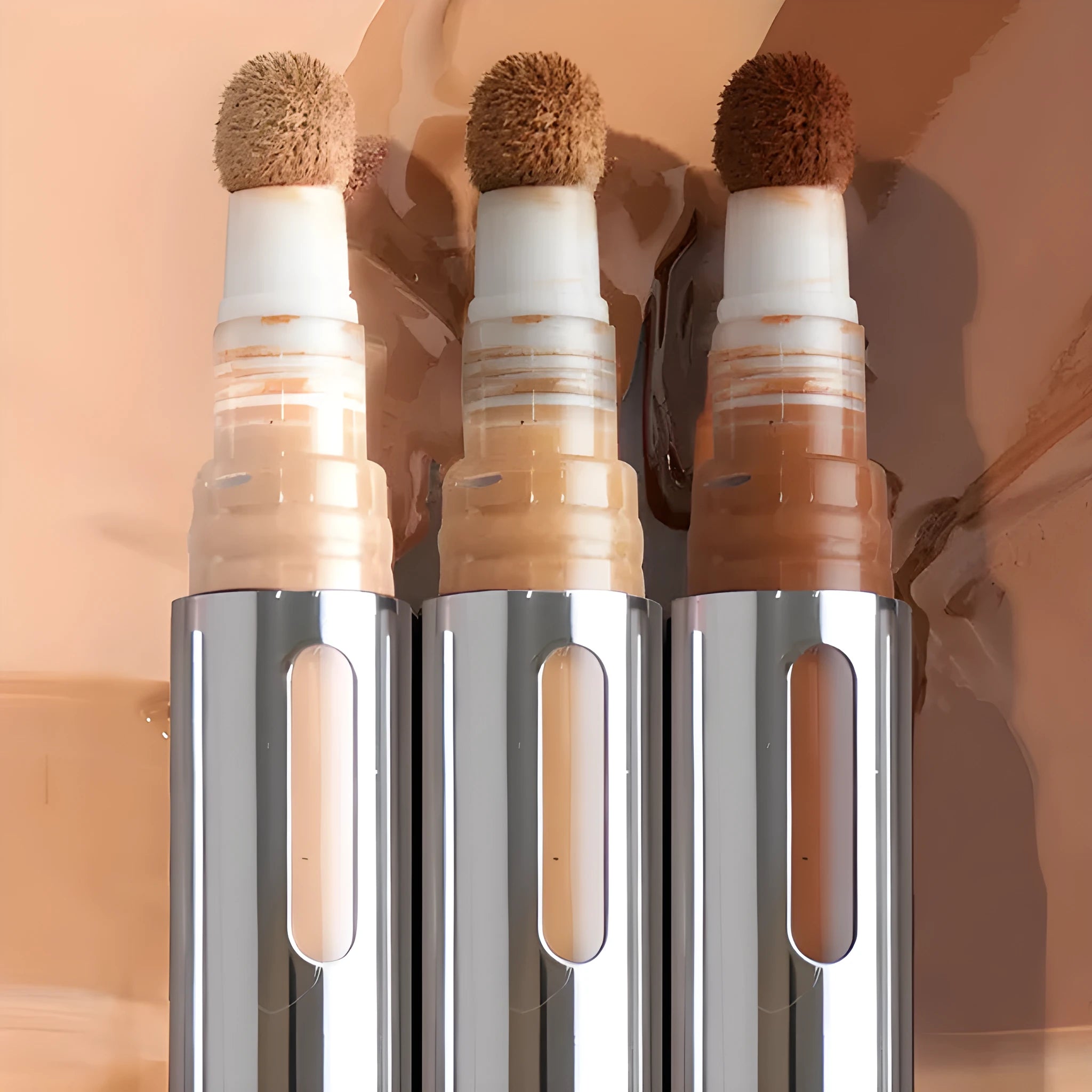 Contour stick concealer pen showing 24 colour shades, labelled as waterproof and sweatproof