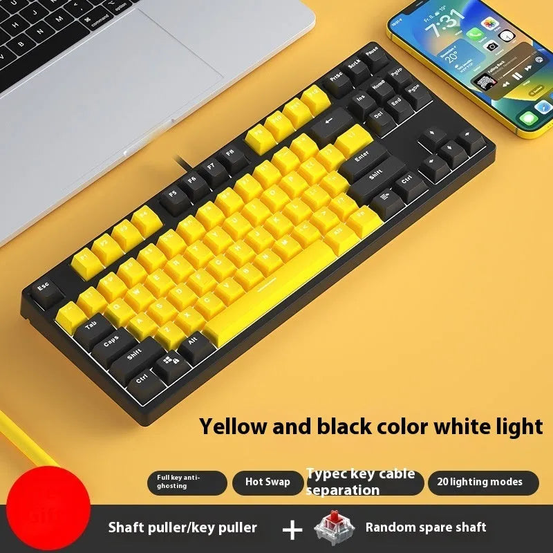 87-key mechanical gaming keyboard with colourful keycaps and metal chassis