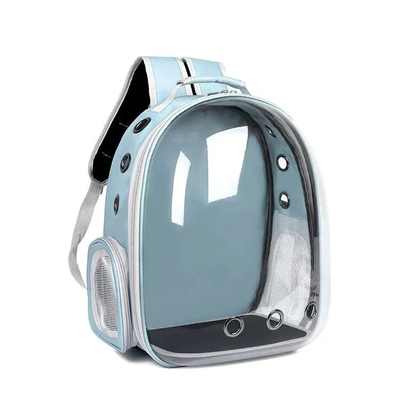 Grey PC hard-sided pet carrier bag with side-opening door, medium size for cats.