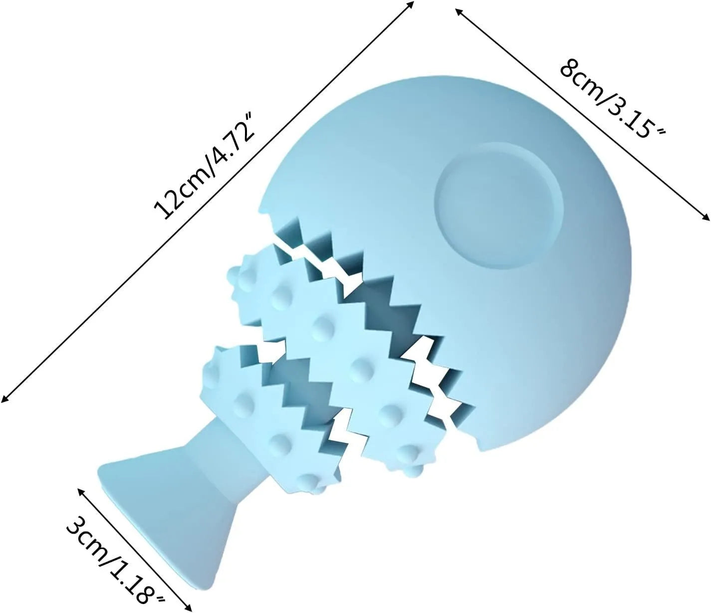 Blue fish bone shaped dog chew toy for dental cleaning and interactive play