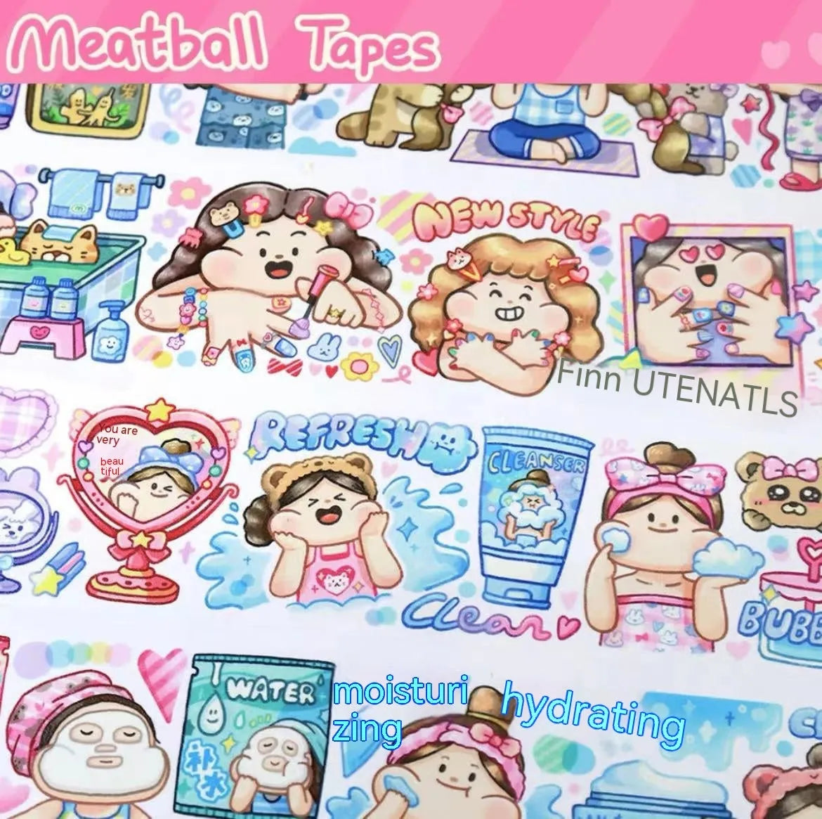 Cute cartoon character stickers for haemorrhoid tape packaging decoration on Japanese paper