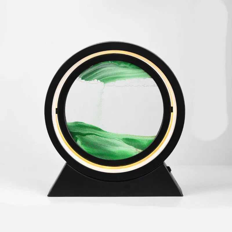 3D dynamic quicksand art ornament in glass casing with plastic base, 24cm tall, in picture colour