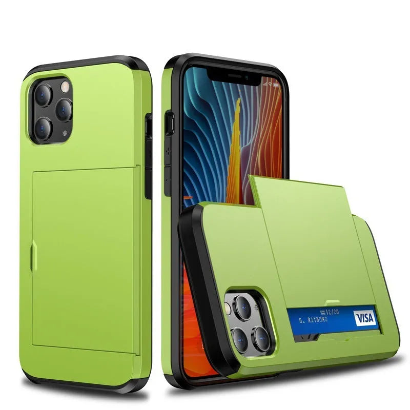 iPhone mobile phone case with sliding card cover in multiple colour options