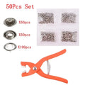 Stainless steel five claw suit buttons with pliers for no-sew clothing fastening on children's garments