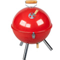 Portable stainless steel barbecue oven in red powder-coated finish, 31x31x40 cm, on an outdoor surface