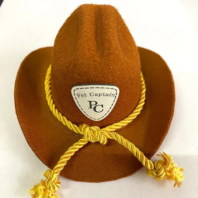British cowboy hat for dogs and cats with decorative trim options