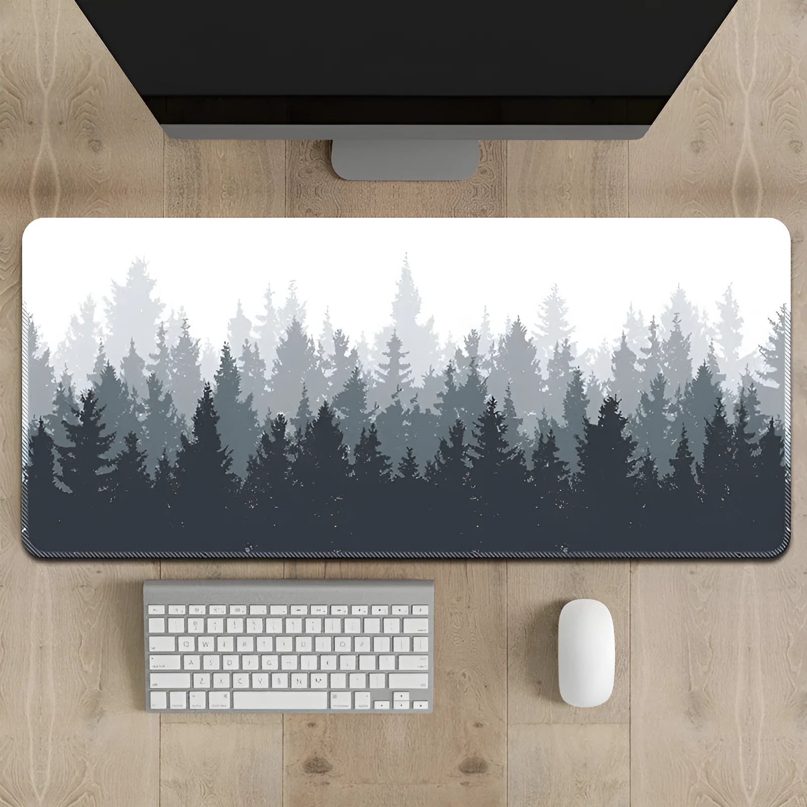 Chinese landscape ink painting printed on a rectangular mouse pad with a non-slip natural rubber base.