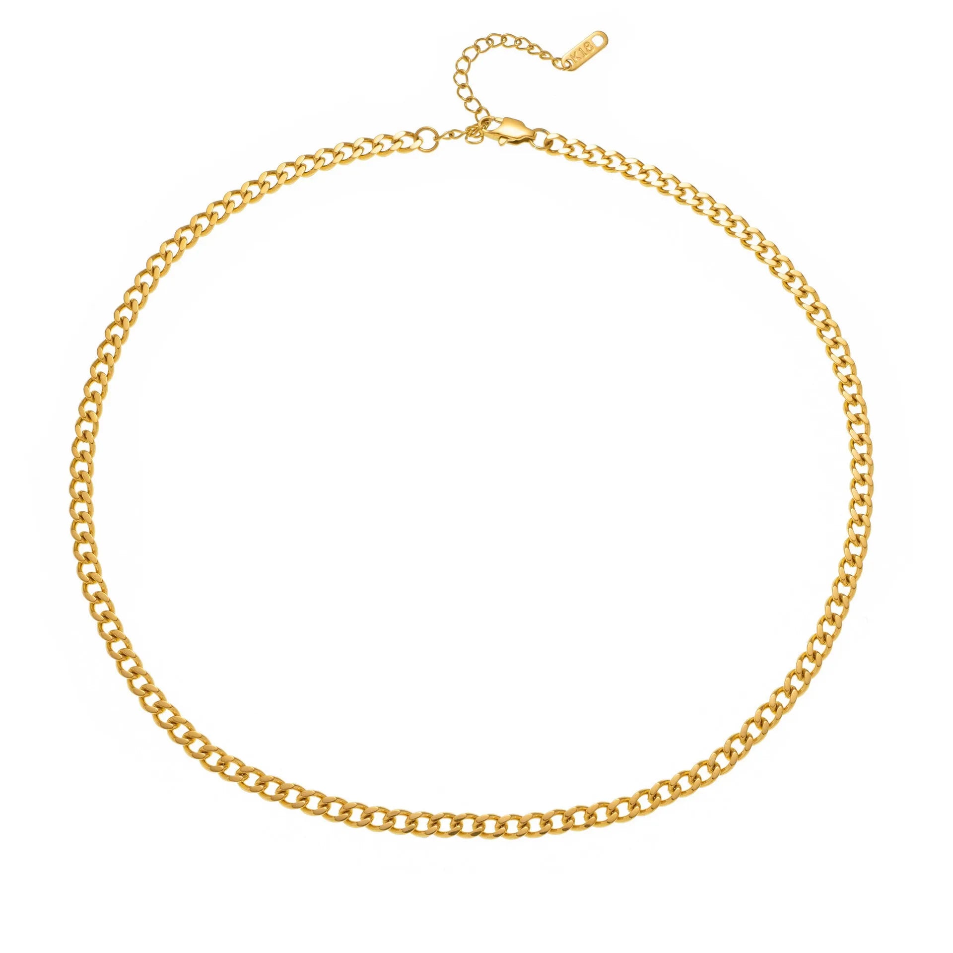 Titanium steel personalised necklace showing letter pendant on 40.5cm chain with electroplated gold finish