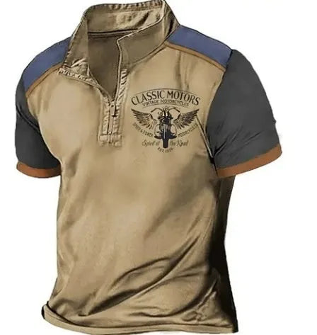 Golf polo shirt in bird eye cloth polyester with digital printing, loose fit pullover style