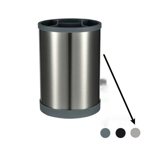 12-piece silicone kitchen utensil set with rotating storage bucket in black, dark gray or khaki