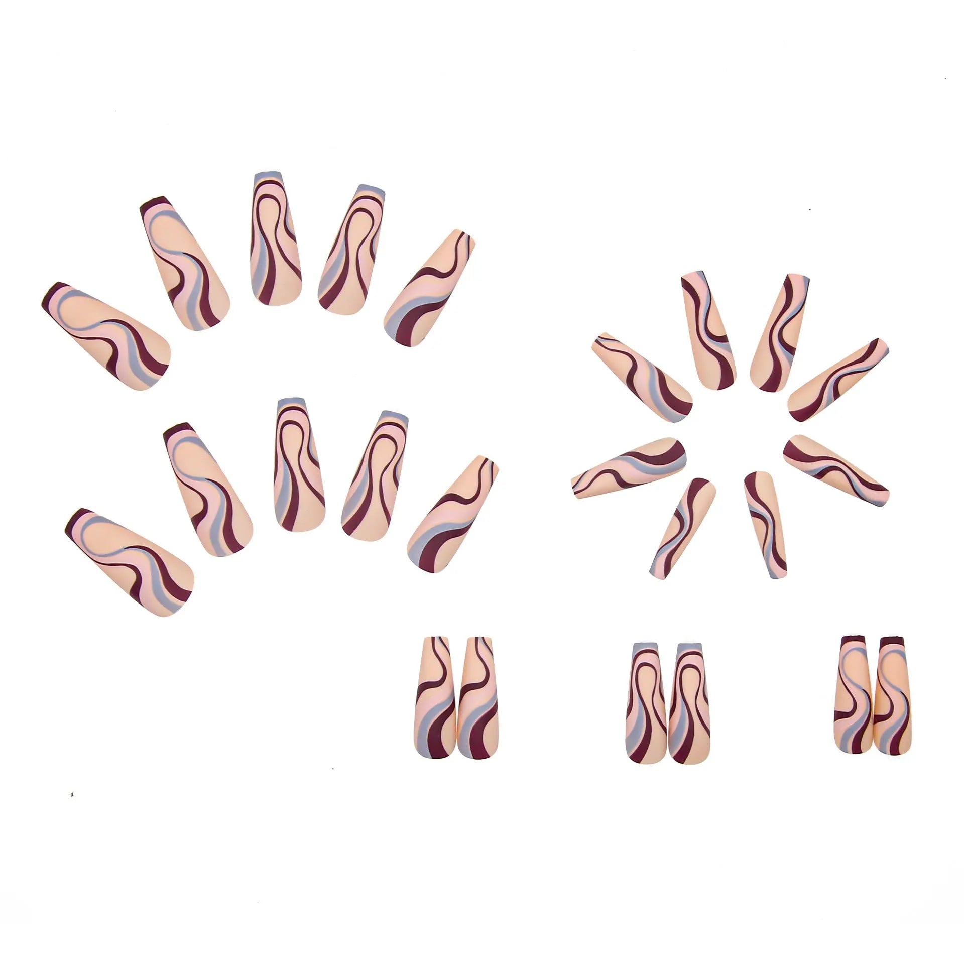 Ballet wave line detachable nail stickers with jelly glue in decorative designs