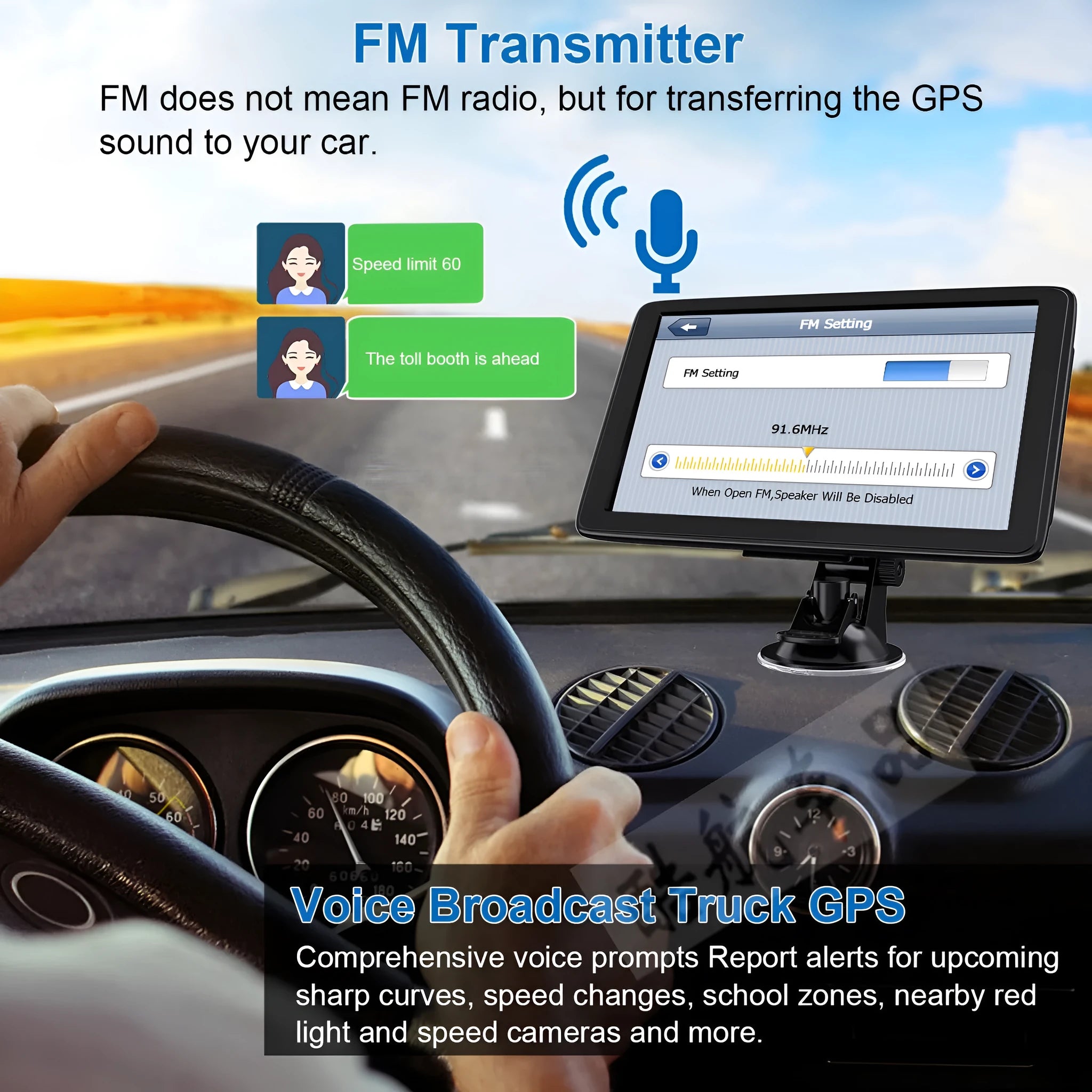 7-inch portable car GPS navigation device with touchscreen and mounting bracket