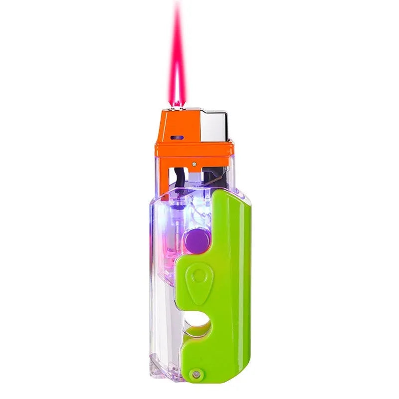 Colourful luminous radish lighter in orange, purple or green with wind-resistant ignition