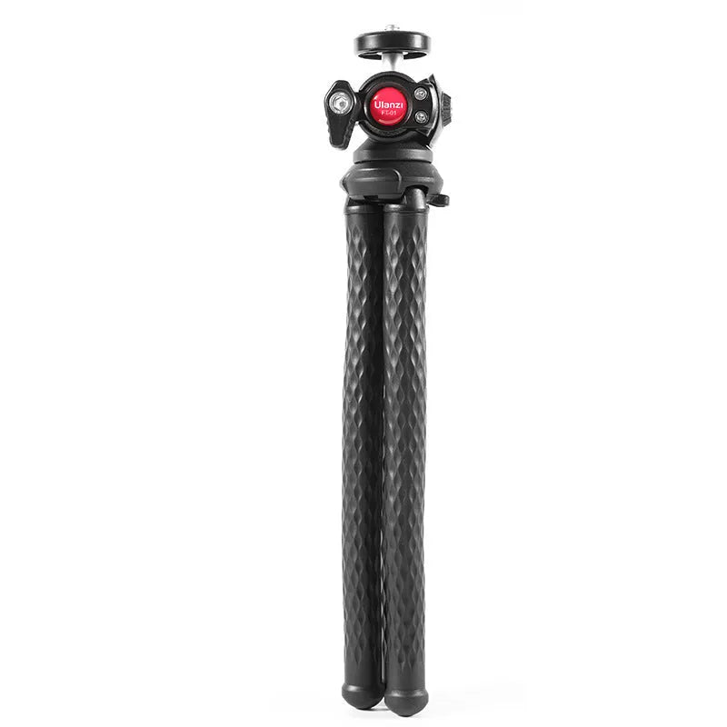 Black FT-01 aluminium alloy mobile phone tripod set with clip, extended to 360mm.