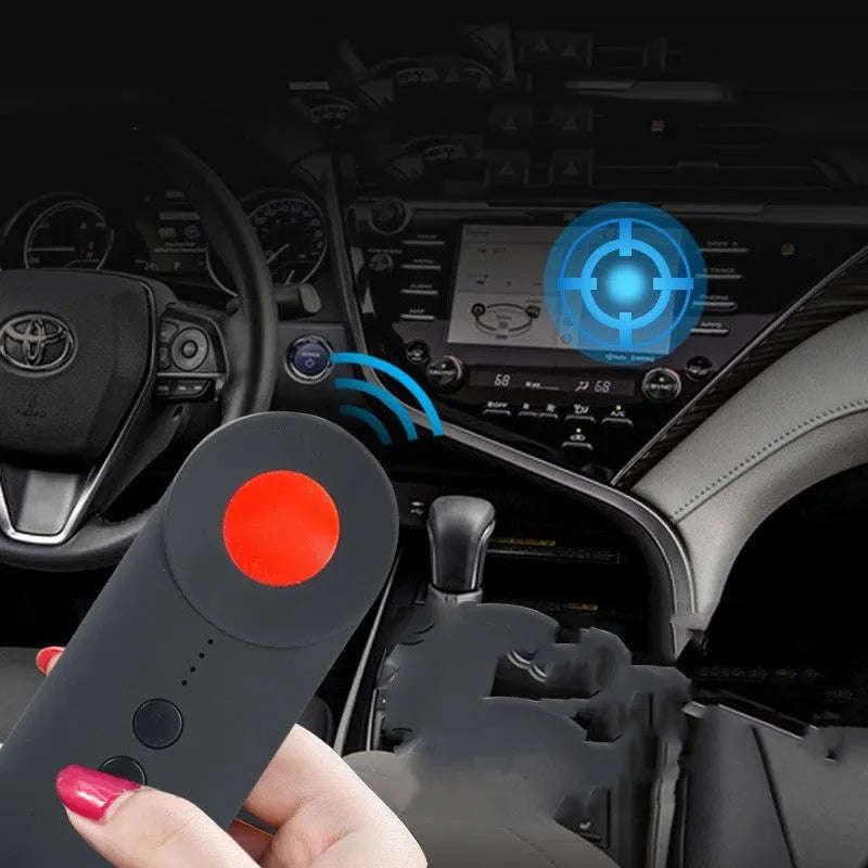 Black GPS detector and hidden camera finder unit with USB charging cable