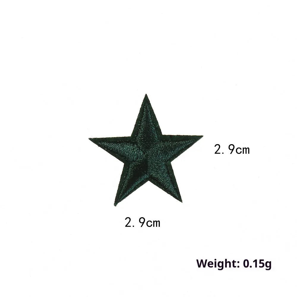 Colourful embroidered five-pointed star cloth stickers for DIY fabric decoration