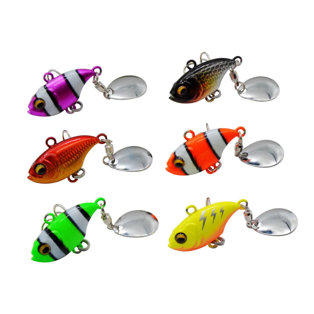 Metal fishing lure with rotating plates and sequins in multiple colour options for sea fishing