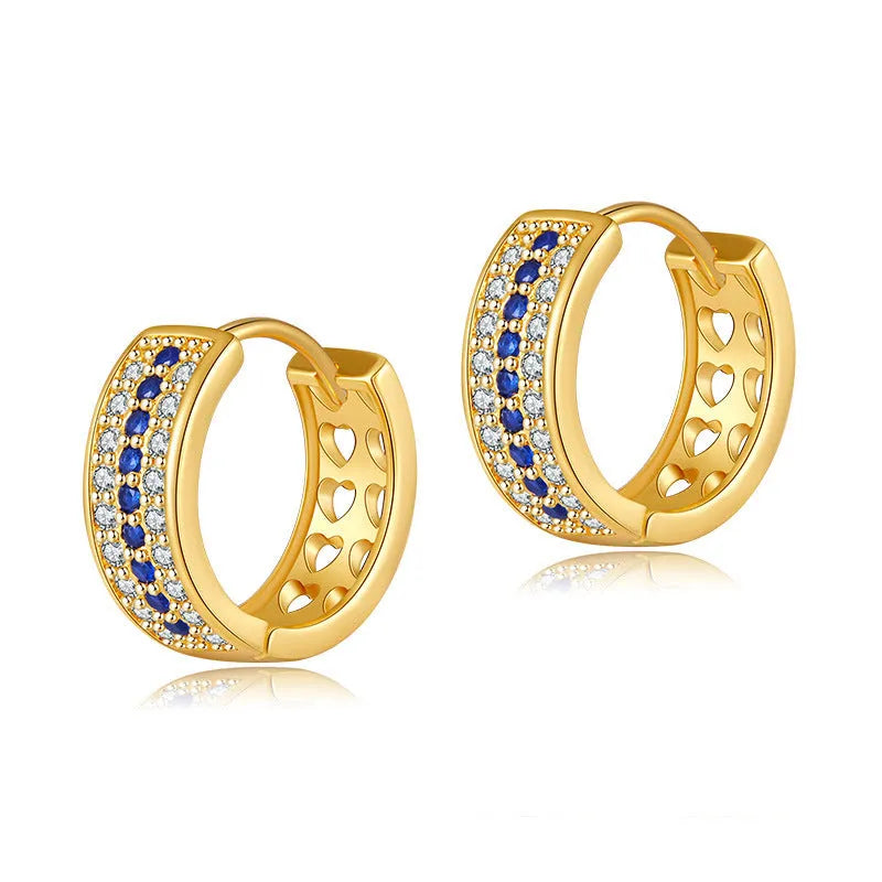 Women's silver-toned geometric round copper earrings with 18K electroplated finish