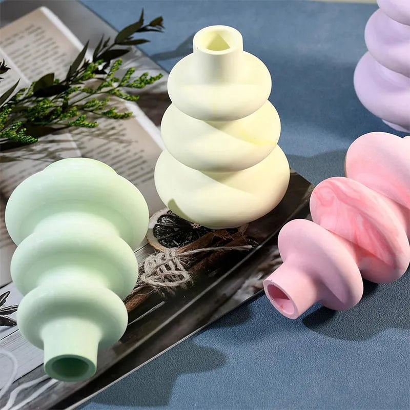 Three layer circle vase silicone mould for resin and decorative plaster casting crafts
