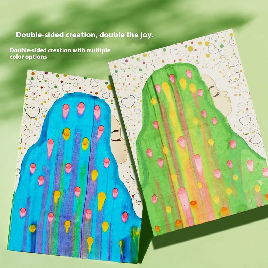 Children's Happy Scratch Painting Kit with 22 double-sided cards and scraper in colour box