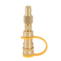 Gold brass gas propane conversion charging connector with 3/8 inch American standard threads