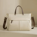 Women's Oxford cloth laptop bag with open pockets showing elegant black and nuts apricots colour options