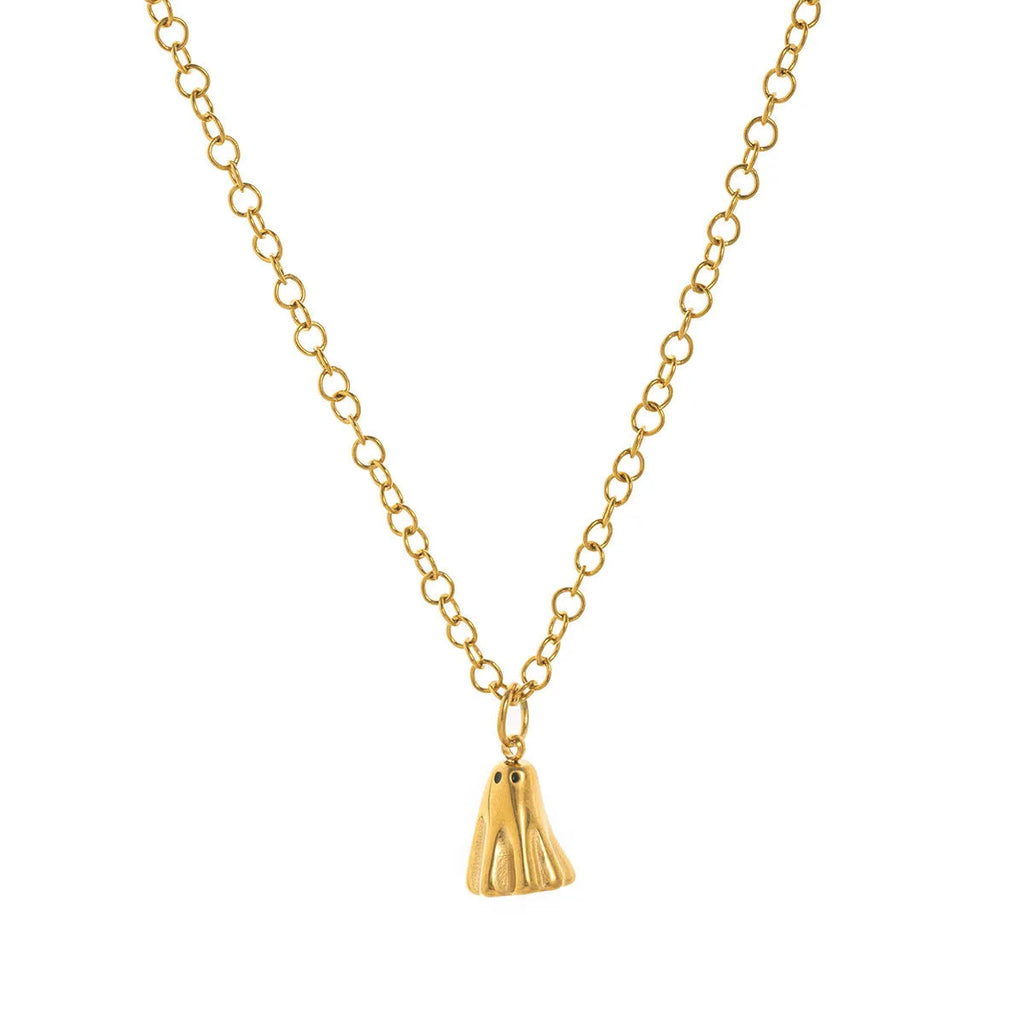 Ghost pendant necklace with electroplated titanium steel pendant and stainless steel chain options