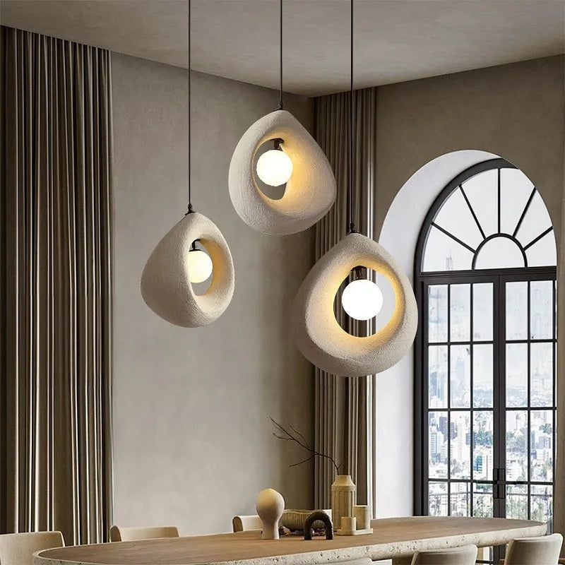 Modern bar chandelier pendant light with milky white lampshade