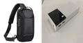 Black Rice 20000mAh power bank with charging cable, compact plastic shell design