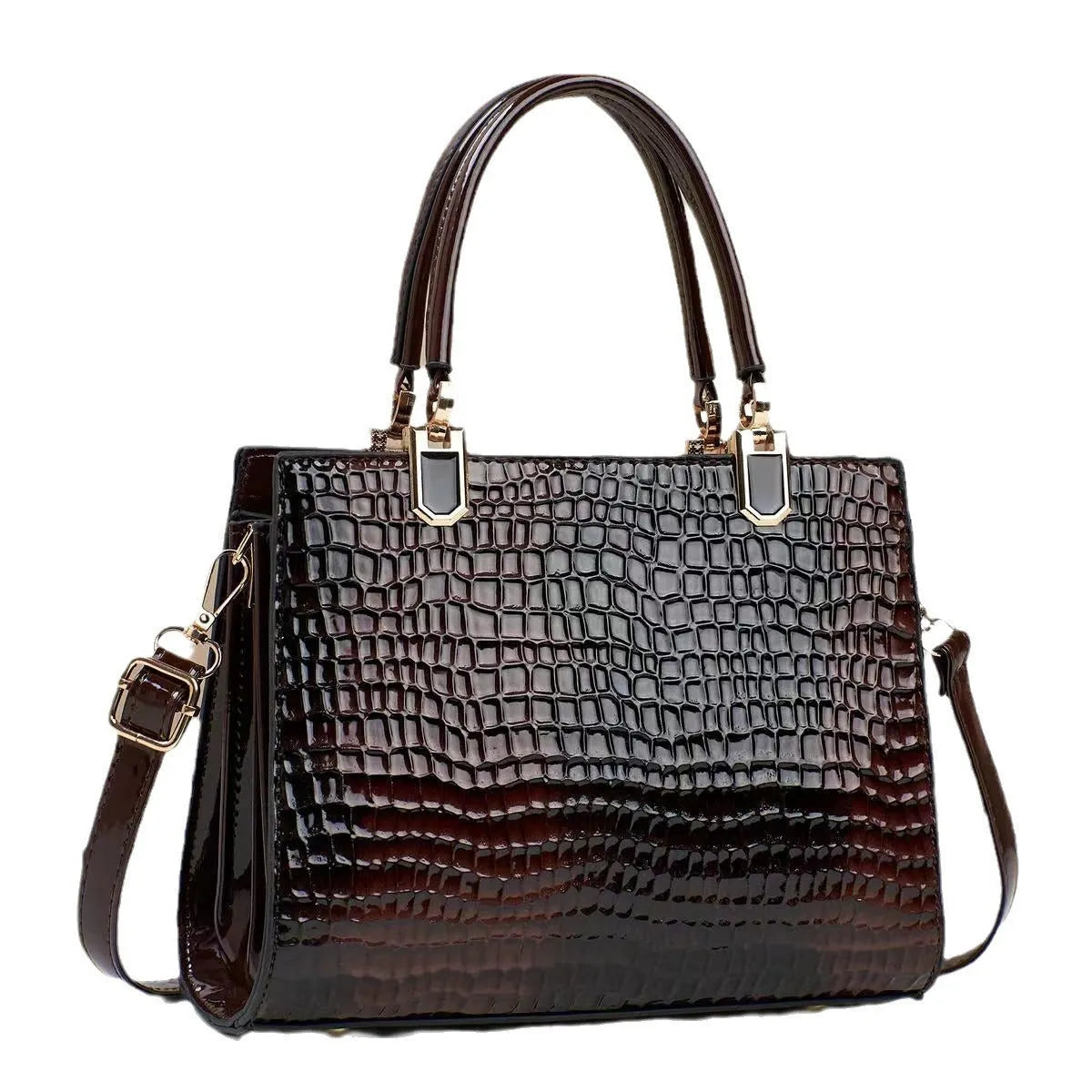 Women's soft PU one shoulder hand-carry mum bag in horizontal square design with zip compartments