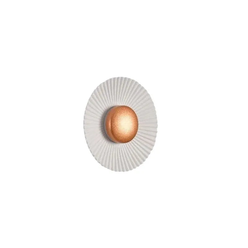 Round aluminium wall lamp with white and gold colour combinations for bedroom or living room