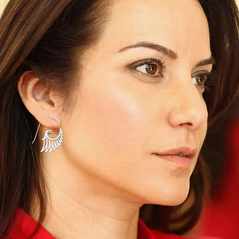 Retro angel wings earrings in gold colour electroplated zinc alloy high class elegant style
