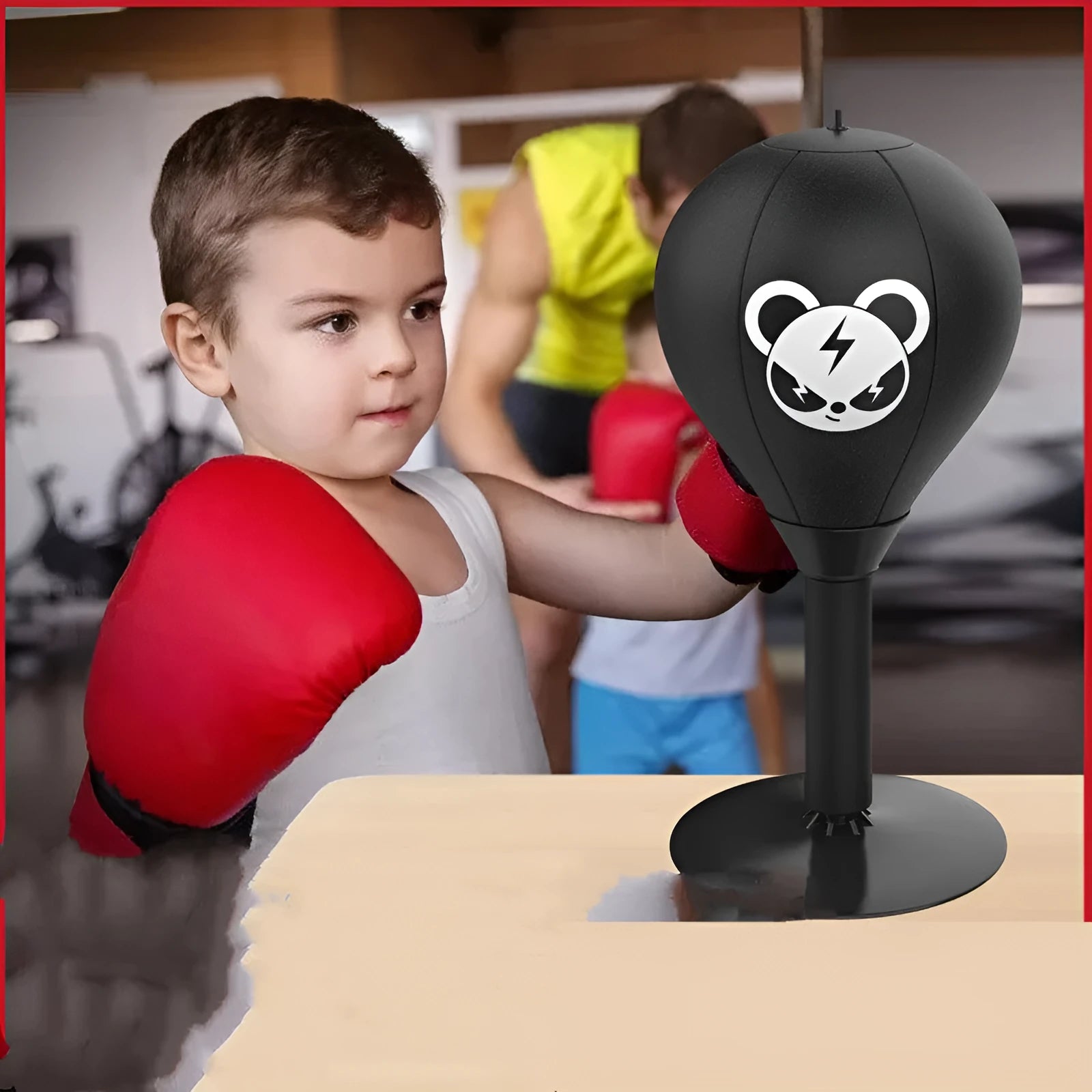 Tabletop boxing speed ball with suction cup base and inflatable PU leather sphere for reflex training