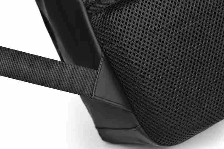 Large capacity waterproof backpack in black blue or grey colours made from PU leather with simple design